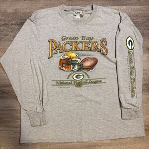 Lee Sport 90s Green Bay Packers Long Sleeve Shirt NFL Football Adult XL Gray